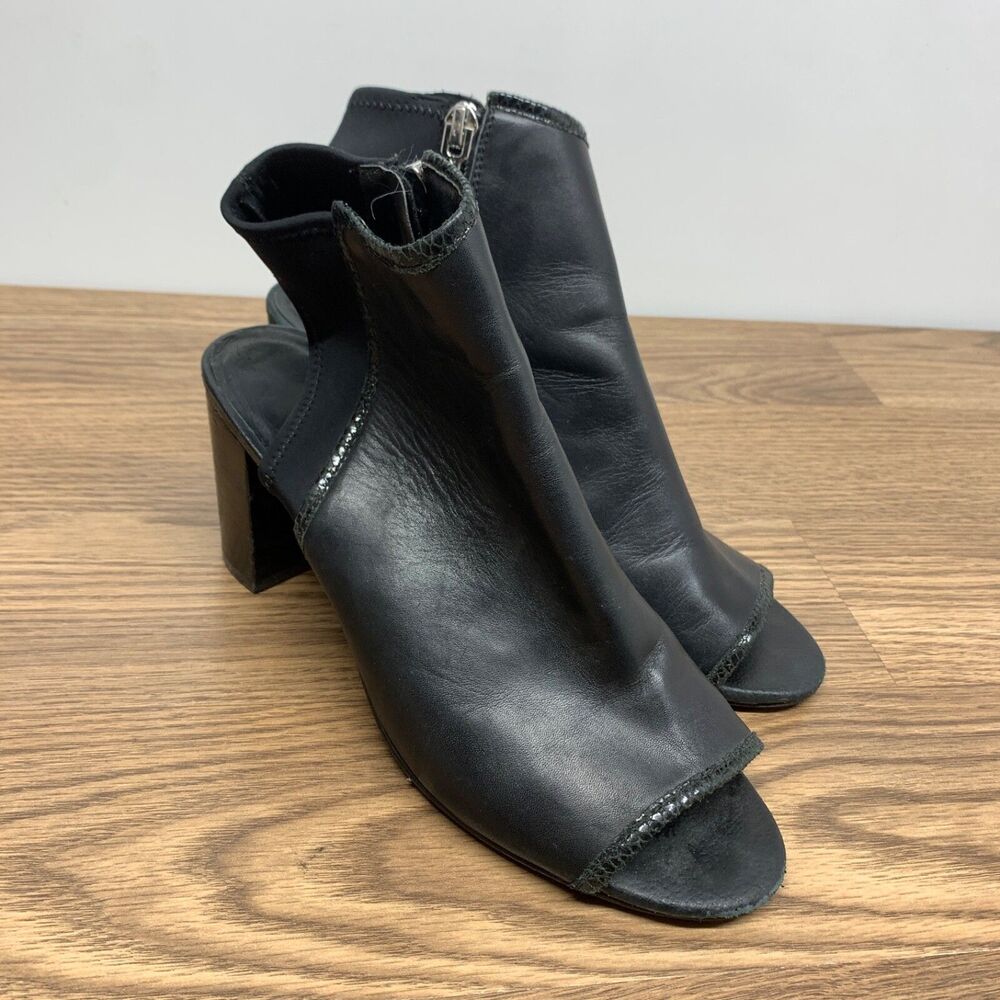 Donald J Pliner INKA Women's Size‎ 8.5M Black Leather Open Toe Zip Bootie